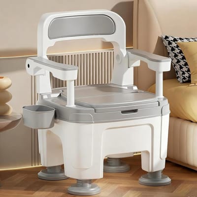 Commode Toiletstoel - Draagbaar Toilet - Thuiszorg Assistentie - 3-in-1 Ontwerp - 900 Pond Draagvermogen - Wit