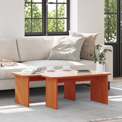 vidaXL - Salontafel - 2 - st - Wasbruin - 100 - x - 69 - x - 35,5 - cm - Massief - grenenhout