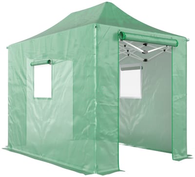 REDOM - Foliekas - Opvouwbaar En Met Puntdak - Met Ritsdeuren En Ramen - Polyethyleen - Groen - 295 X 200 X 270 Cm