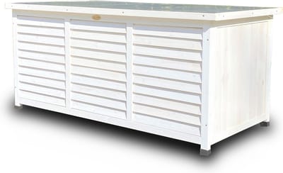 Rijoka Houten Opbergbox – Tuinbox Metaal Dak – 380L – 1322x660x605mm – Wit