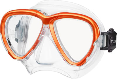 TUSA Intega - Premium snorkelmasker & duikbril van hypoallergeen siliconen met breed gezichtsveld en 3D SYNQ pasvorm - Transparant/Energy Orange - M2004 EO