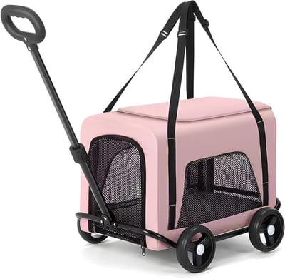 Huisdier Kinderwagen - Draagbare Trolley - Buitenavonturen - Converteerbaar Ontwerp - 86 cm - Roze