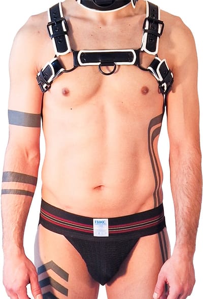 Brutus Vegan Bulldog Harnas - Zwart/Wit - Maat S/M