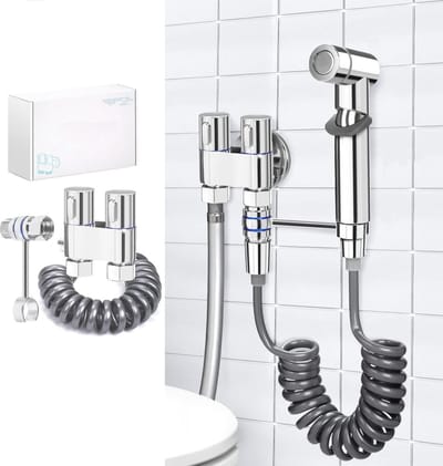 WC-handdouche 3-weg ventiel verchroomde handgreep - persoonlijke hygiëne & luierreiniging