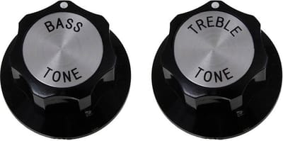 Allparts PK3246023 Toonknoppen voor Rickenbacker® - Set van 2 met Zilveren Top en Zwart