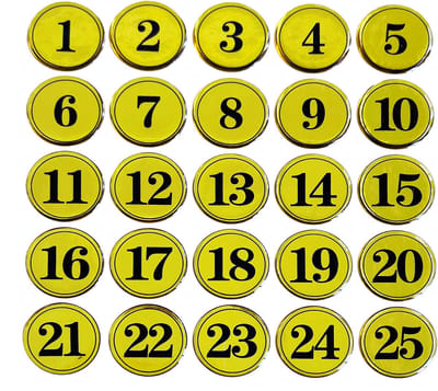 Dailygoods- Tafelnummers 1-25 - Ronde PVC Houder - Antislip - Dubbelzijdige Tape - Ideaal voor Restaurants - Clubs - Pubs - Tafelkaarten