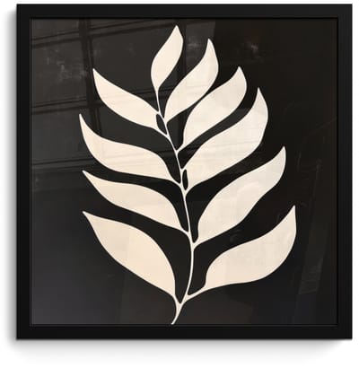 Poster in lijst - Fotolijst 40x40 cm - Posters - Blad - Wit - Minimalistisch - Posterlijst zwart - Decoratie - Wanddecoratie woonkamer - Muurdecoratie slaapkamer