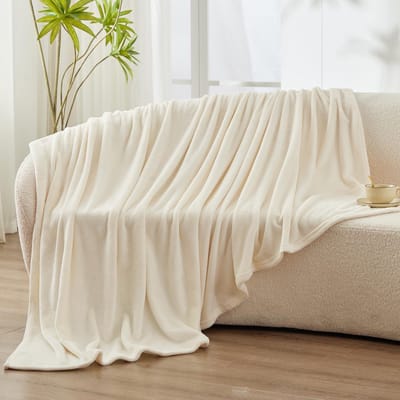 Unyqoos® Superzachte en Veelzijdige Pluizige Deken voor Bank en Bed in Crème 130 x 150 cm