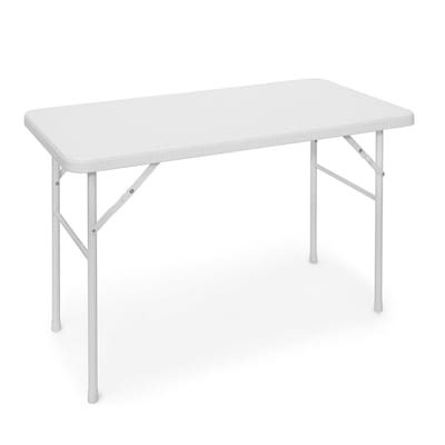 Tuintafel- 74 x 121,5 x 61,5 cm - inklapbaar - kunststof - metaal - rechthoek - wit