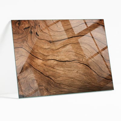 Wallfluent - Natuurlijk Houtpatroon Veiligheidsglas - 100 x 70 cm - Bruin Gehard Glas - Rechthoekig Tafelblad Glas - Glazen Plaat - Gehard Glazen Tafelblad Voor de Eettafel in de Eetkamer