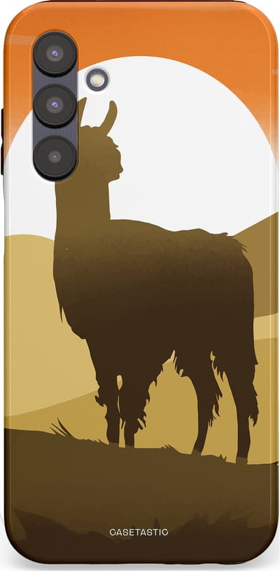 Casetastic Hoesje Geschikt voor Samsung A25 - Stijlvolle Beschermende Duo-layer Case - Silhouet Alpaca