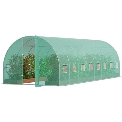 Tunnelkas SucceBuy, Begane Grond Tunnelkas, 835x290x225 cm, met Verzinkt Raamwerk en PE-Deksel, Groen