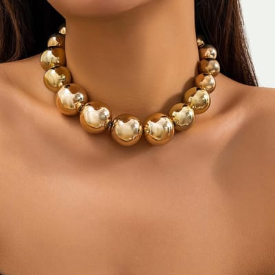 Grote CCB Bal Kralenketting Hart Hanger Ketting voor Vrouwen Trendy Choker Halsband Nekaccessoires Mode Sieraden brown