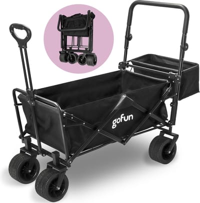 Gofun - Bolderkar & Bolderwagen - 150 kg Draagvermogen - Opvouwbaar Met 360 Graden Draaibare Wielen - 83 x 44 x 26 cm - Metaal & Polyester - Zwart