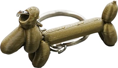 Wiener ballon hond sleutelhanger - Brons - 3d geprint - Cadeau dierenliefhebber – Sleutelhanger dier – 5cm