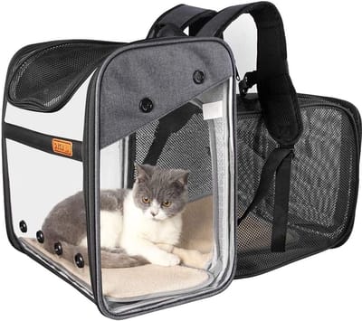 Draagtas Huisdieren - Reisrugzak Kat Hond - Veilig Reizen Dier - Uittrekbaar en Opvouwbaar - Tot 10 kg - Grijs