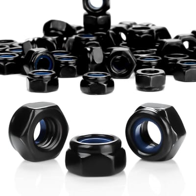 Zelfborgende moeren koolstofstaal moer M8 30 stuks DIN985 zwarte borgmoeren zeskantmoeren zeskantmoeren Niro Hex moer stopmoeren zelfborgende borgmoeren set