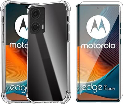 Hoesje geschikt voor Motorola Edge 50 Fusion - Screenprotector Glas - Shockproof Transparant