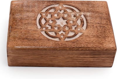 Houten Sieradendoos - Schatkistje Opberger - Sieraden Organiseren - Handgemaakt Uniek Ontwerp - 20 x 13 cm - Bruin Wit