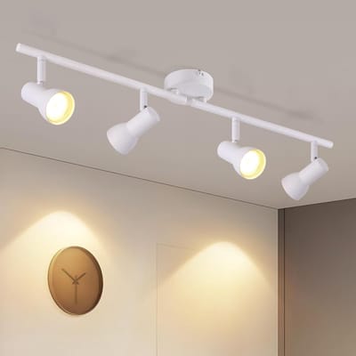 Glitzerlife - Plafondspot Plafondlamp - Draaibare Opbouwspot - 4xgu10 Fitting - 350° Verstelbaar - Metalen Plafondspot - Moderne Plafondverlichting - Ø60.5cm - Wit