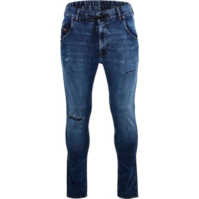 Diesel Herenjeans van Krly Denim met scheuren en rechte pijpen (Blauwe Denim)