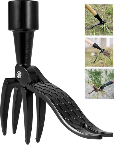 Onkruidtrekker - Staande onkruidtrekker - met 4 klauwen - Onkruid wieden zonder bukken of knielen (Exclusief steel) - Tuingereedschap - Onkruidsteker - Onkruidverwijderaar - 1 zwart - Geschenken van de tuinier