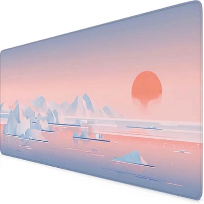 Grote Muismat - Bureaumat Bureauonderlegger - Thuiswerk Gaming - Waterdicht Gestikte Randen - 90x40cm - Roze Sneeuw