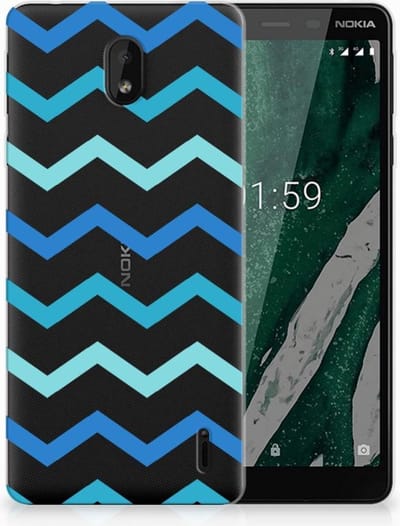 Nokia 1 Plus TPU bumper Zigzag Blauw