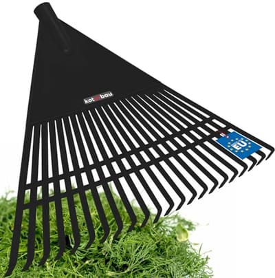 KOTARBAU® Bladhark, Tuinhark van Kunststof, 55 cm, Zwart, zonder Steel, Gazonhark, Waaierbezem, Lichtgewicht Hark, Stevige Hark