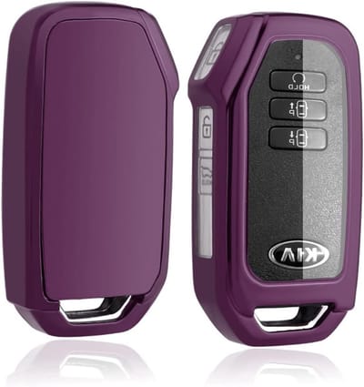 Sleutelhoes voor KIA EV6 2022 2023, TPU Siliconen Bescherming, Sleutelbeschermer en Auto Controle (Paars)