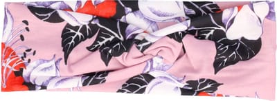 Haarsoires Haarband Twist 8cm – Bloemenprint –Jersey Stof – Roze - Zachte Knoop Hoofdband - Haaraccessoire voor Dames & Meisjes