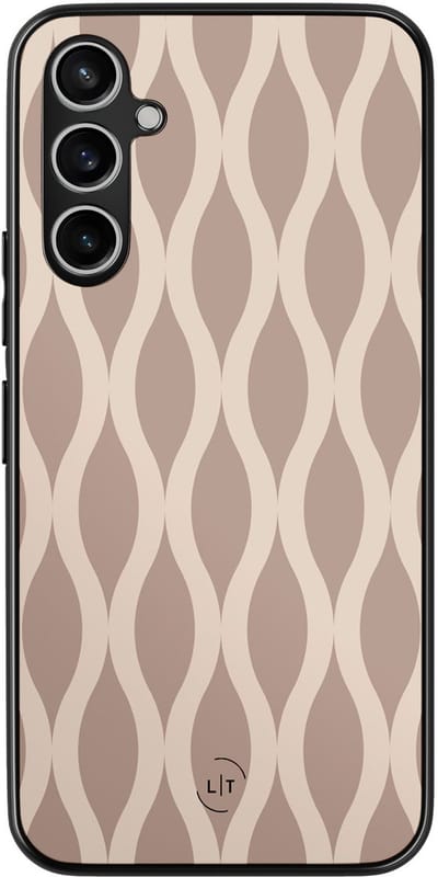 Leuke Telefoonhoesjes - Hoesje geschikt voor Samsung Galaxy A54 - Abstract beige - Backcover zwart - Print / Illustratie - Beige