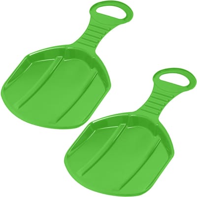 KOTARBAU® 2 x Sneeuwschijf, Kunststof, 53x34x3.5 cm, Groen, Schotel Slee Plastic, met Handgreep, Rodelen, Sneeuwglijder, Slee, Bobsleeën, voor Kinderen en Volwassenen,Lichtgewicht en Stevig