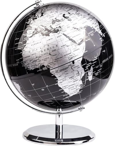 Educatieve Wereldbol 20 cm - Engels Kaart met Moderne Metalen Standaard - Bureau Decoratie