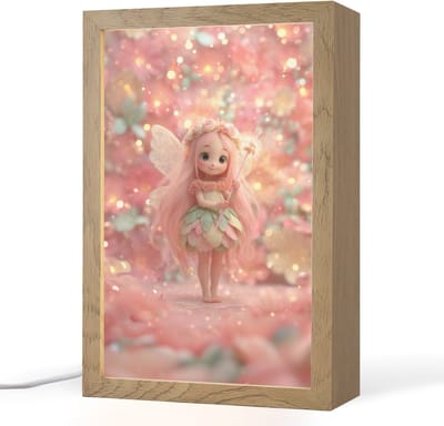 Nachtlampje 20x30 cm - Kinder lampje - Fee - Bloemen - Roze - Tafellamp kinderkamer - Slaapkamer lamp - Bedlamp kinderen - Kinderlampje stopcontact - Wandlamp babykamer - Nachtlampjes