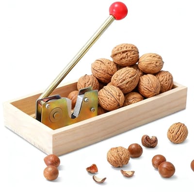 Dailygoods- Walnootkraker met hefboomfunctie - Antislip Handvat - Geschikt voor Noten/Zeevruchten - Roestvrij Staal - Lichtgewicht en Duurzaam - Perfect voor Picknicks - Notenkraker
