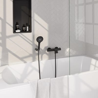 Brauer Black Edition Opbouw Baddouche Thermostaatkraan - Wandhouder - 3 stand - Doucheslang - Handdouche - Mat Zwart