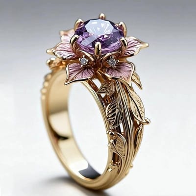 1 pièce Bague Exquise Géométrique Forme Fleur Incrustation Zircon Couleur Violette Pour Femmes Fête Anniversaire Cadeau Accessoires Bijoux Mode 6 brown