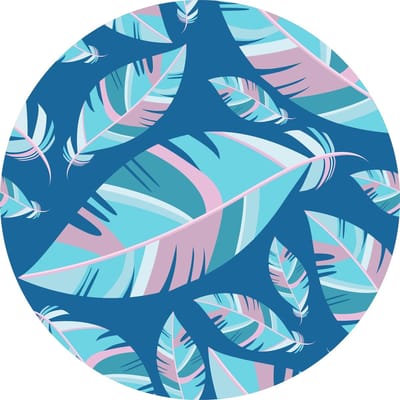 Vinyl | Vloerkleed vinyl rond | Veren blauw | 95 cm Rond