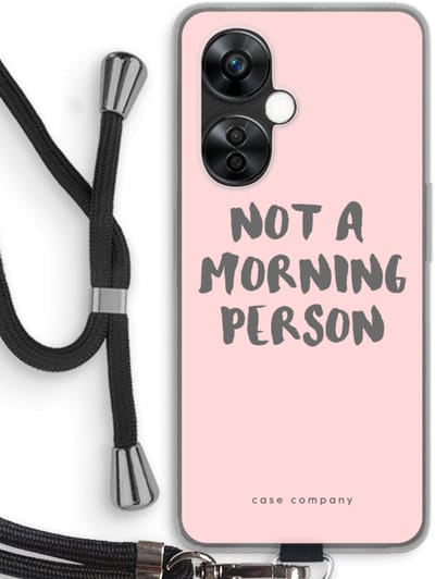 Case Company® - Hoesje met koord geschikt voor OnePlus Nord CE 3 Lite hoesje met Koord - Morning person - Telefoonhoesje met Zwart Koord - Bescherming aan alle Kanten en Over de Schermrand