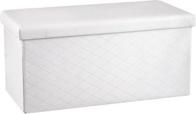 Opvouwbare zitbank en opbergdoos - Kunstleer, Wit - 76 x 38 x 38 cm