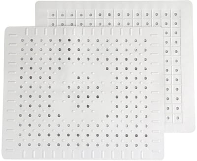 2 x Gootsteenmat rechthoekig - Gootsteenmat - Afdruipmatten - Mat Voor gootstenen 、spatwand、 afvoermandje - Wit - 31 x 26 cm - Rubber
