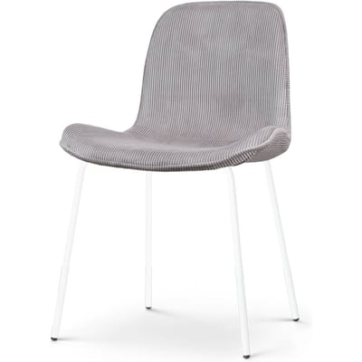 Nolon Nora-Fé Eetkamerstoel Ribstof Warm Grijs - Stof - Witte Poten - Modern