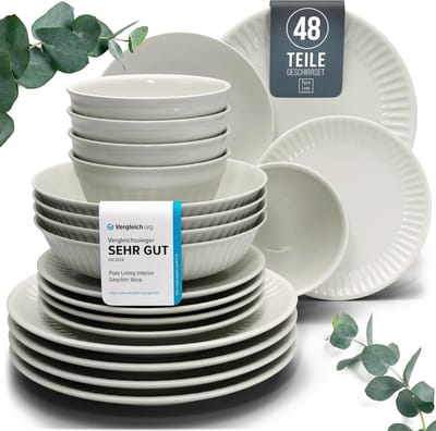 Pure Living Hygge 24-Delig Serviesset - Lichtgrijs - 6 Personen - Magnetronveilig - Krasbestendig