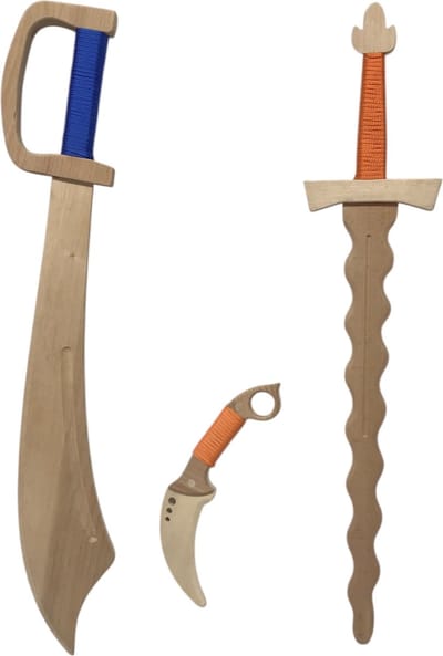 zwaarden set 3 delig houten slangenzwaard / Karambit mes / Houten Piratenzwaard ridders ridderset ridder carnaval