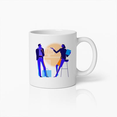 Professionele Zakelijke Vergadering Illustratie Mok – Koffiebeker voor Werk en Vergaderingen