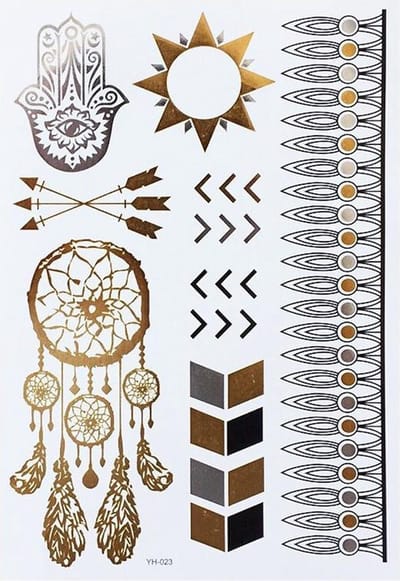 DW4Trading Tijdelijke Watervaste Metallic Tattoo - Festival - Nr. 4