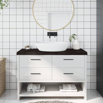 vidaXL - Wastafelblad - 120x40x(2-6) - cm - behandeld - massief - hout - donkerbruin