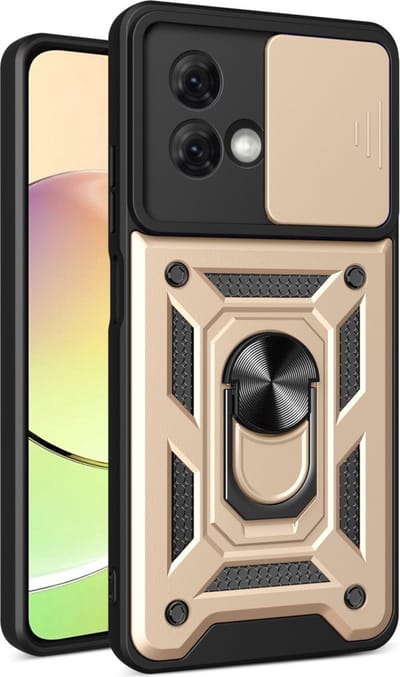 Coverup Hoesje - Geschikt voor Motorola Moto G84 Hoesje - Coverup Armor Ring Kickstand Back Cover met Camera Shield - Goud