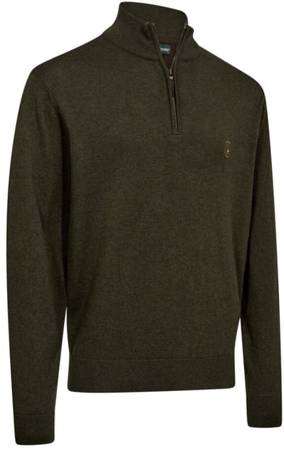 Deerhunter Harrington ½-Zip Knit Forest Ember Melange Outdoortrui warmetrui Scandinavische trui maat S